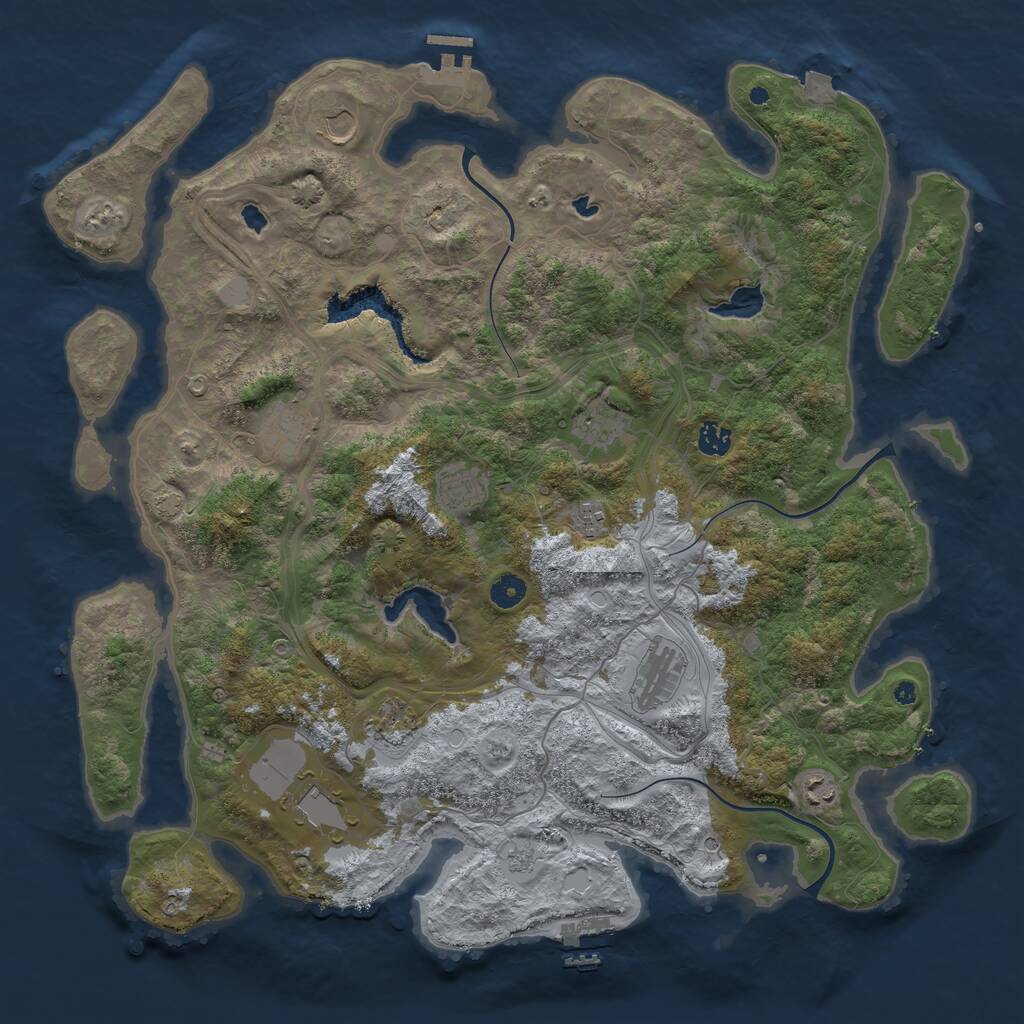 Rust Map: Procedural Map, Size: 4500, Seed: 6376798, 16 Monuments
