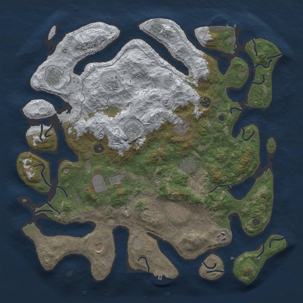 Rust Map: Procedural Map, Size: 4500, Seed: 4998424, 20 Monuments