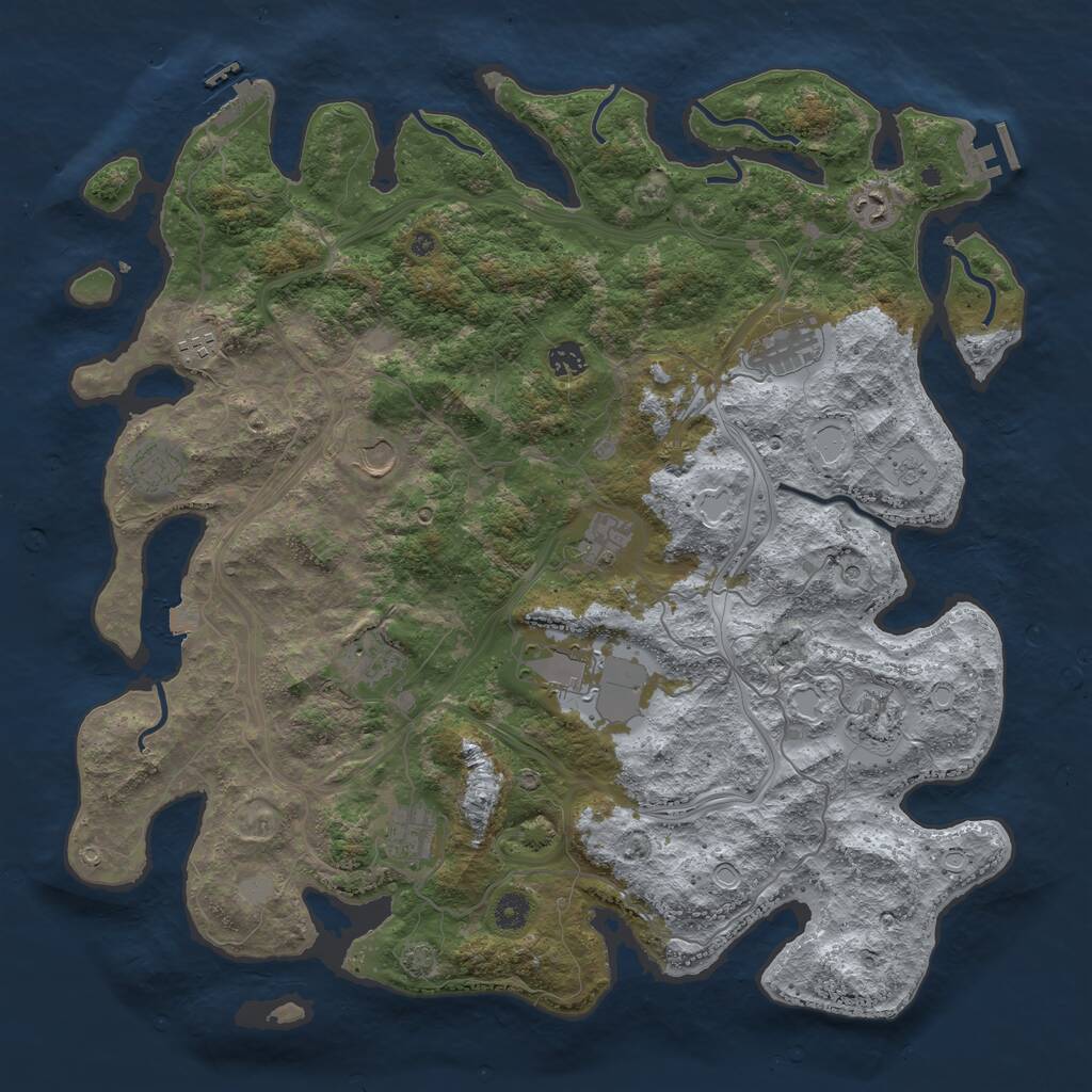 Rust Map: Procedural Map, Size: 4500, Seed: 4628816, 17 Monuments