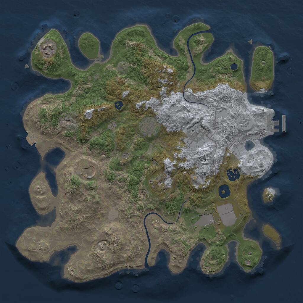 Rust Map: Procedural Map, Size: 3550, Seed: 704237, 12 Monuments