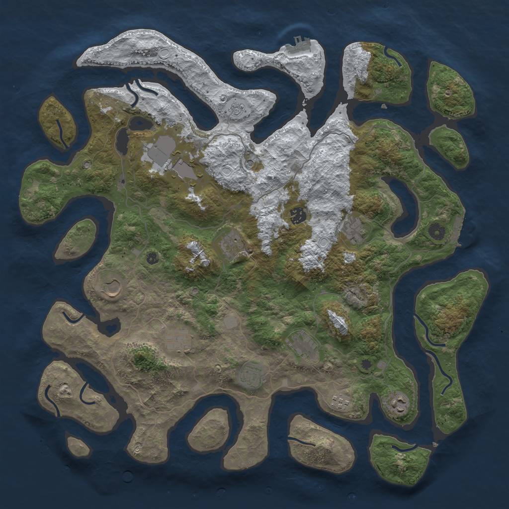 Rust Map: Procedural Map, Size: 4500, Seed: 2263656, 19 Monuments