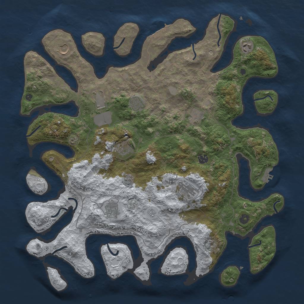 Rust Map: Procedural Map, Size: 4500, Seed: 35154, 19 Monuments
