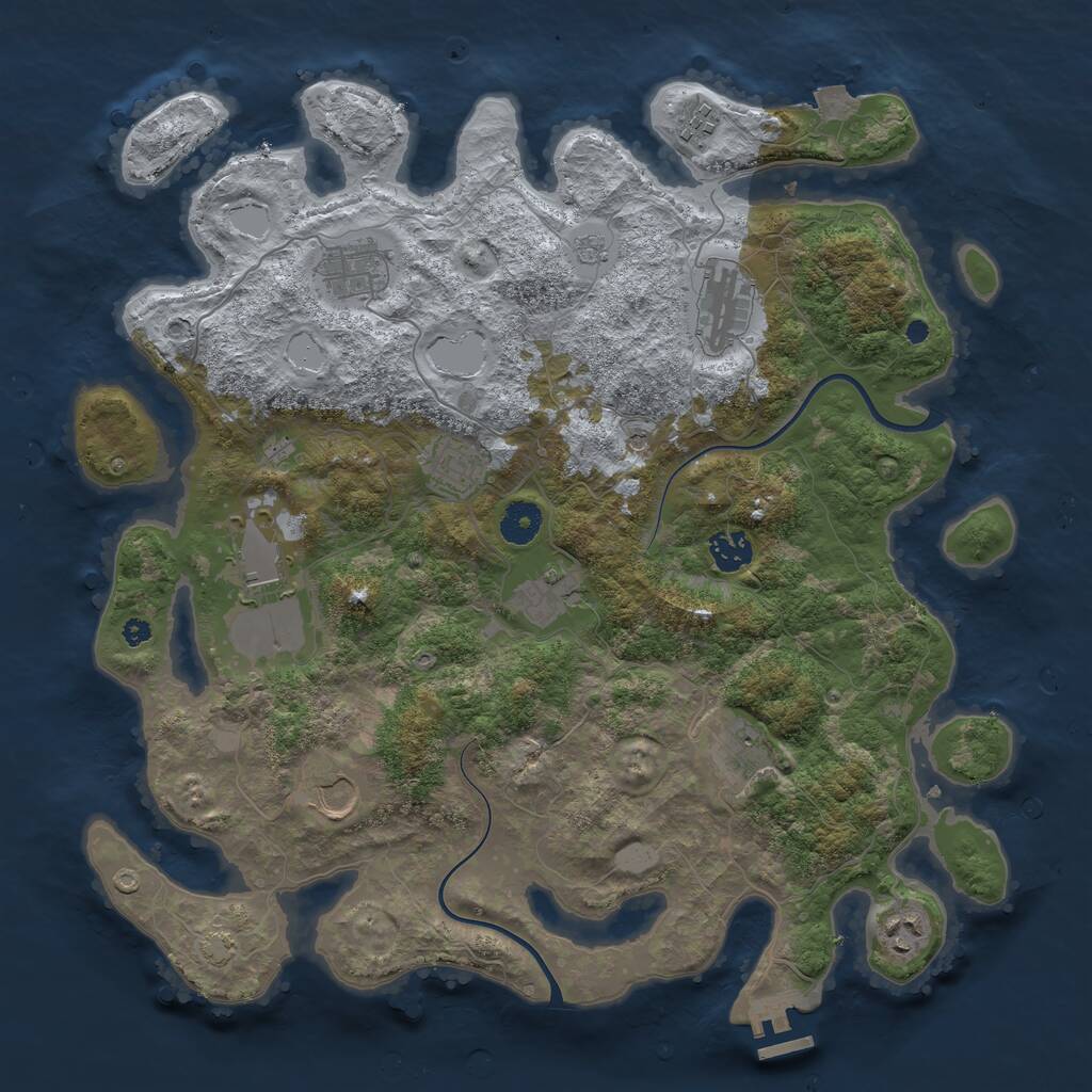 Rust Map: Procedural Map, Size: 3900, Seed: 441177, 15 Monuments