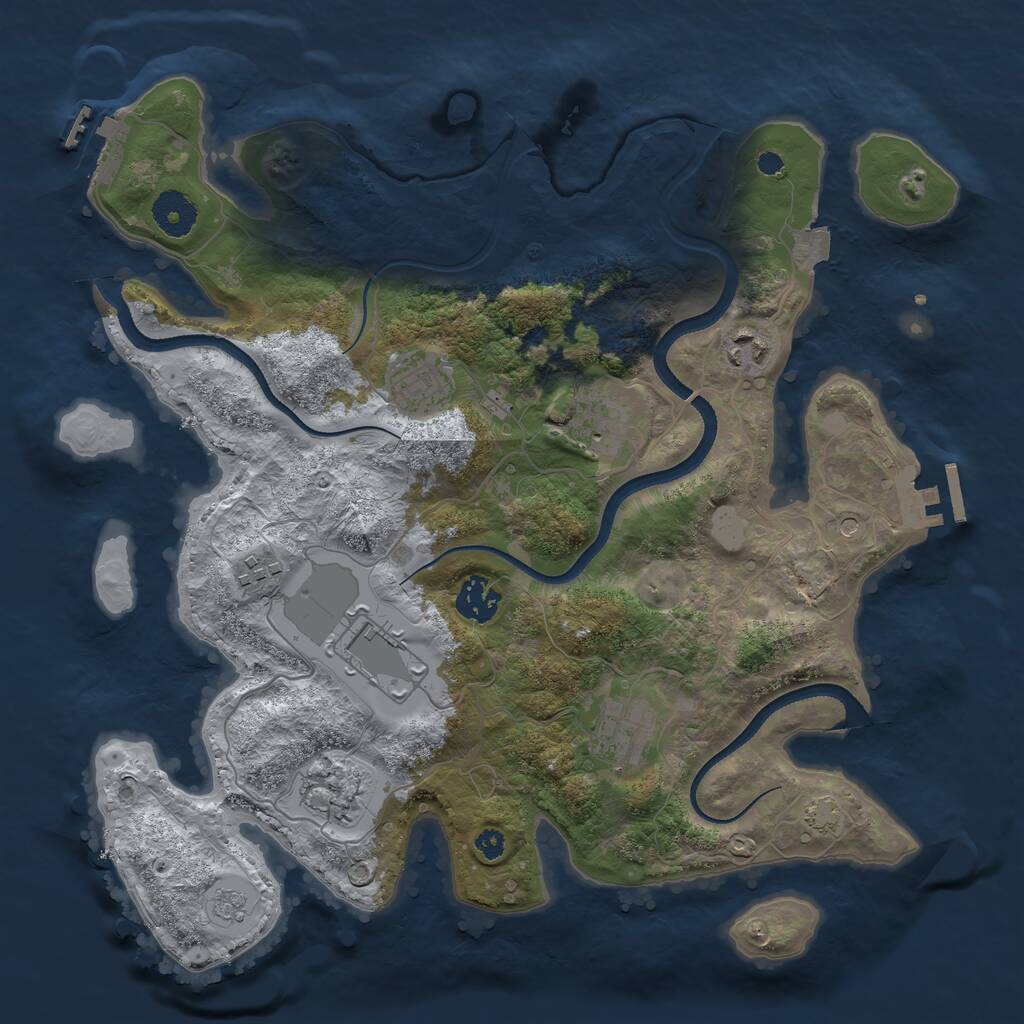 Rust Map: Procedural Map, Size: 3500, Seed: 493592914, 14 Monuments