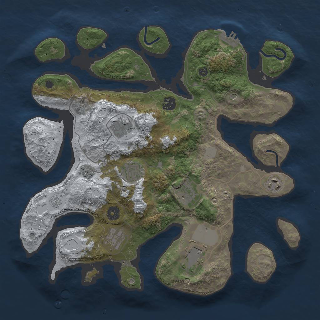 Rust Map: Procedural Map, Size: 3500, Seed: 745239917, 16 Monuments