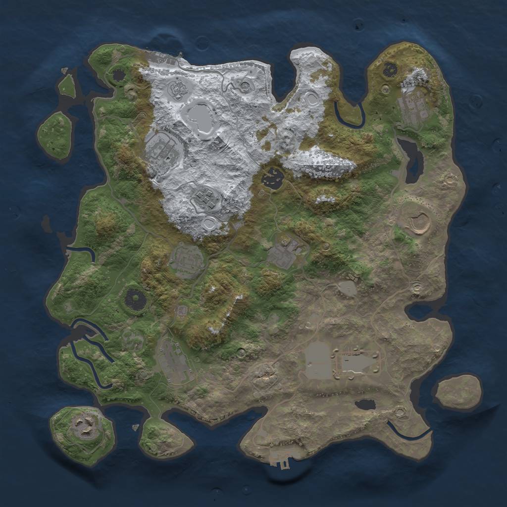 Rust Map: Procedural Map, Size: 3550, Seed: 622281, 19 Monuments
