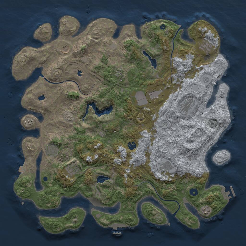 Rust Map: Procedural Map, Size: 4500, Seed: 3900240, 17 Monuments