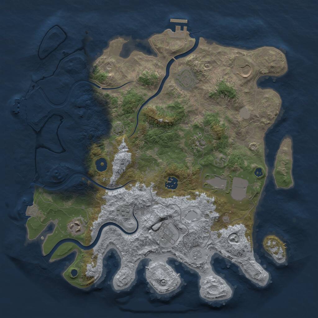 Rust Map: Procedural Map, Size: 3750, Seed: 78883993, 14 Monuments