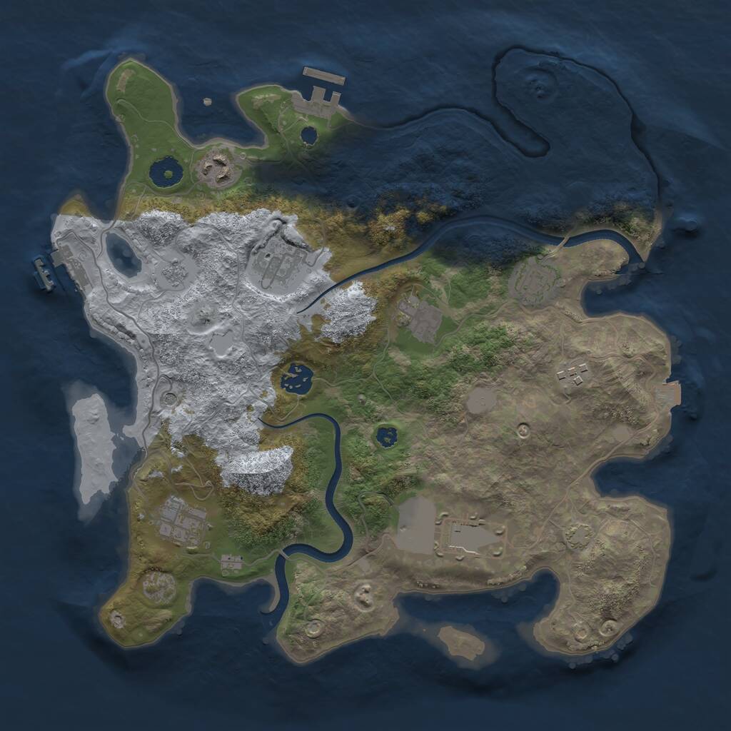 Rust Map: Procedural Map, Size: 3500, Seed: 588789373, 14 Monuments