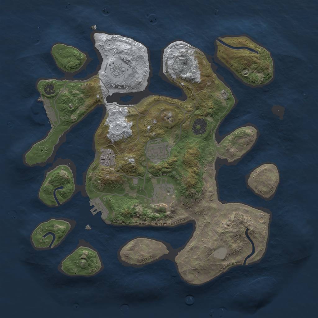 Rust Map: Procedural Map, Size: 3000, Seed: 13374, 11 Monuments