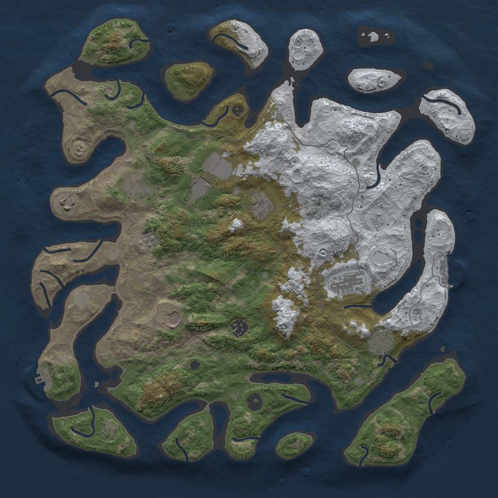 Rust Map: Procedural Map, Size: 4500, Seed: 2594842, 18 Monuments