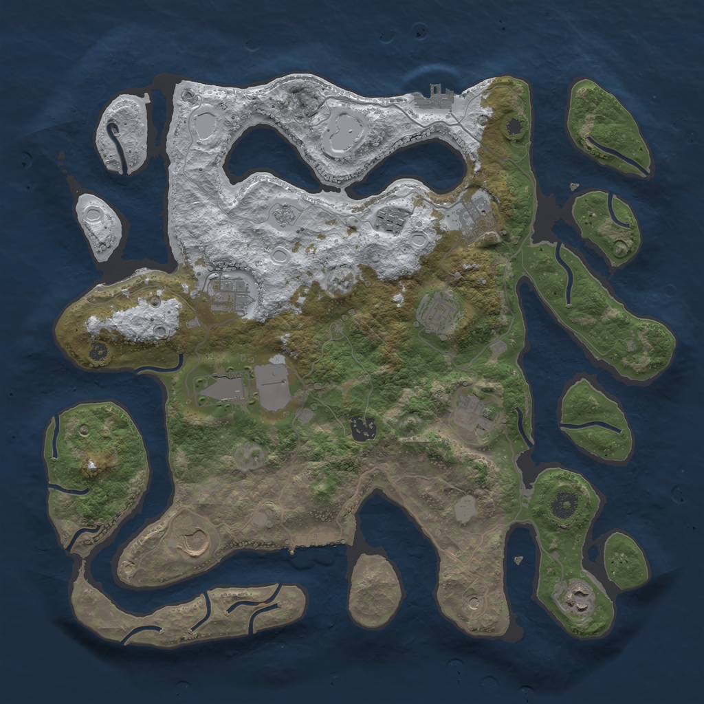 Rust Map: Procedural Map, Size: 3900, Seed: 48, 18 Monuments