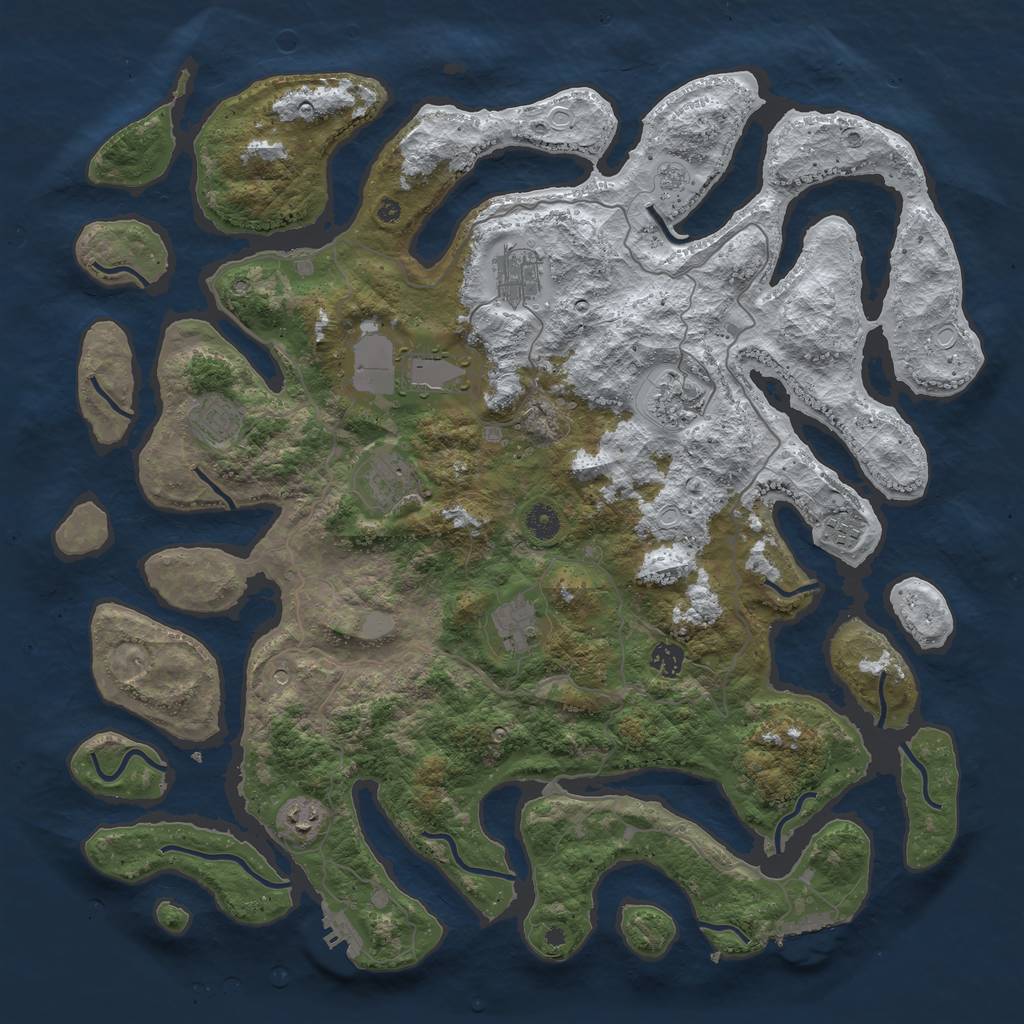 Rust Map: Procedural Map, Size: 4500, Seed: 900793, 18 Monuments