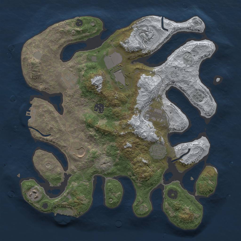 Rust Map: Procedural Map, Size: 3500, Seed: 4120146, 18 Monuments