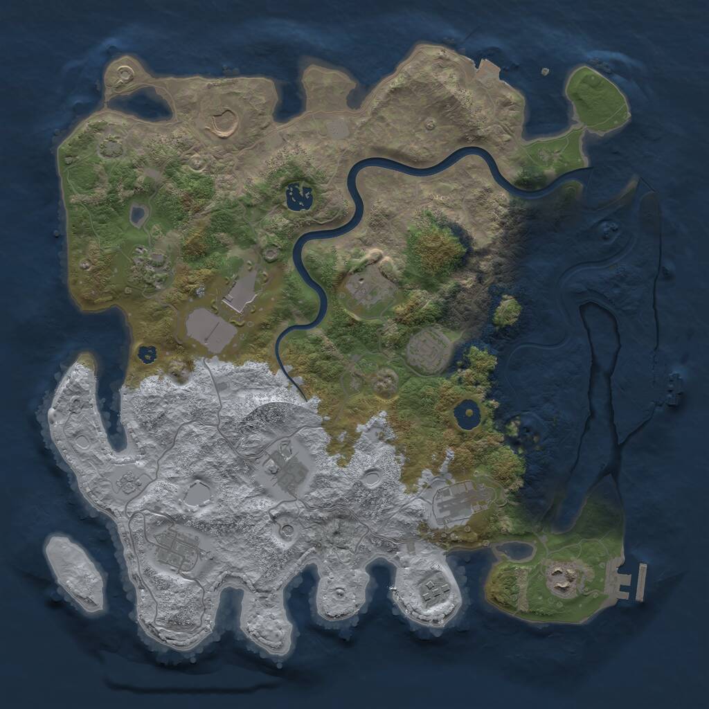 Rust Map: Procedural Map, Size: 3800, Seed: 3, 17 Monuments