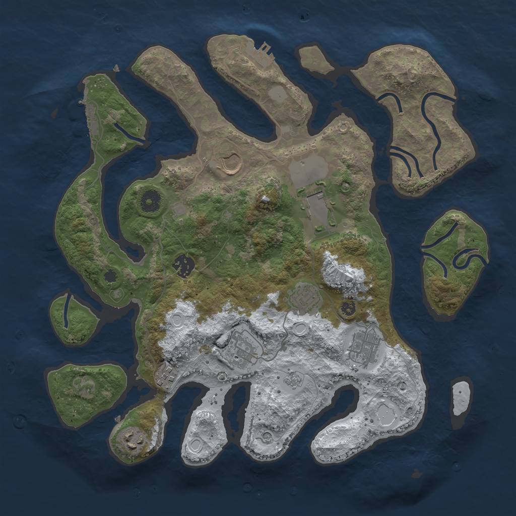Rust Map: Procedural Map, Size: 3600, Seed: 1231726306, 17 Monuments