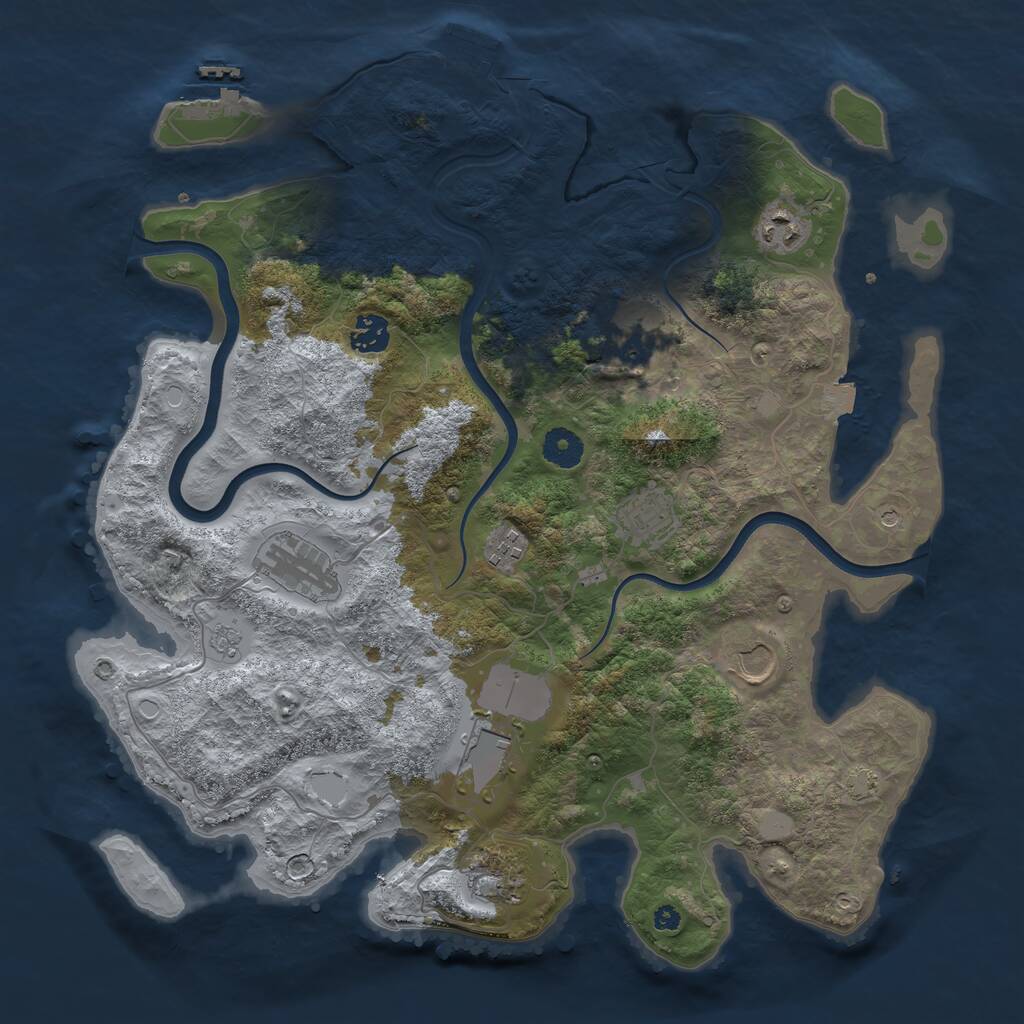 Rust Map: Procedural Map, Size: 3850, Seed: 719380149, 15 Monuments