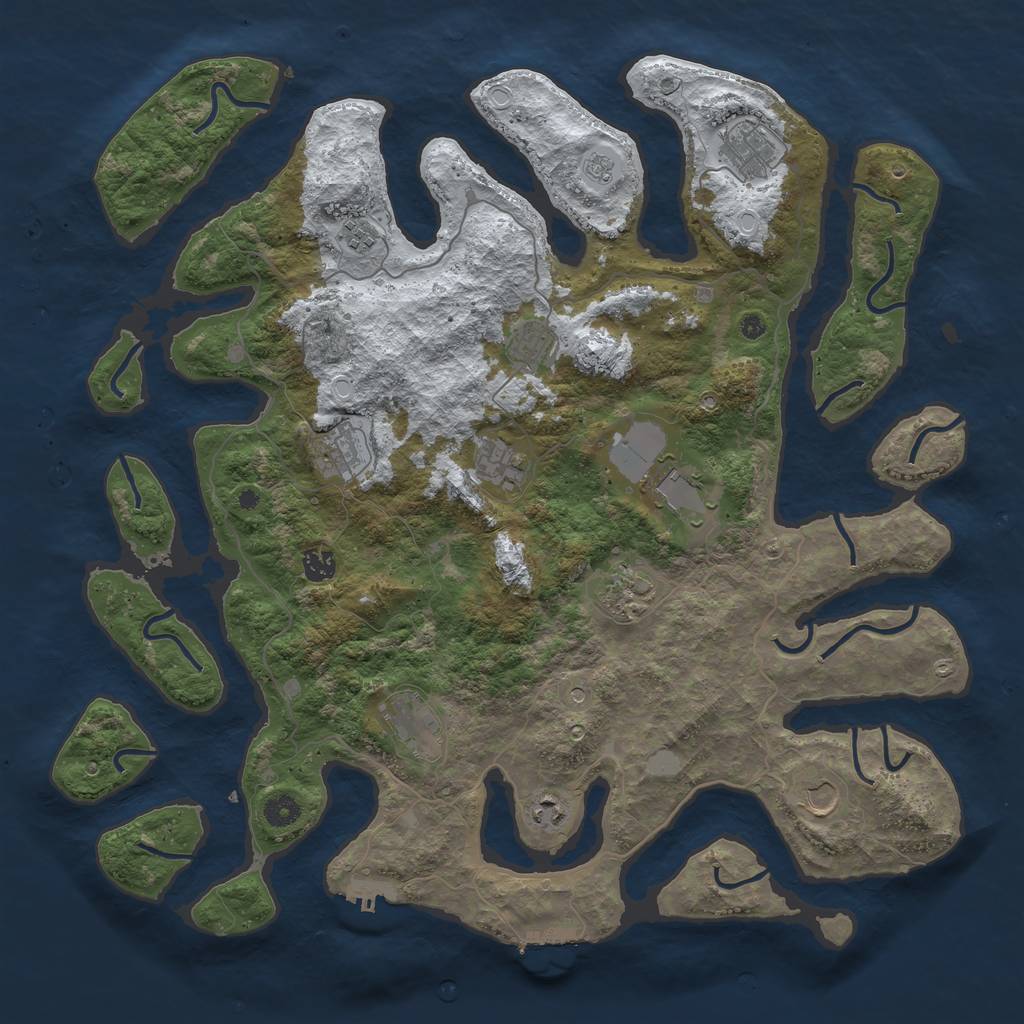 Rust Map: Procedural Map, Size: 4500, Seed: 2960670, 20 Monuments