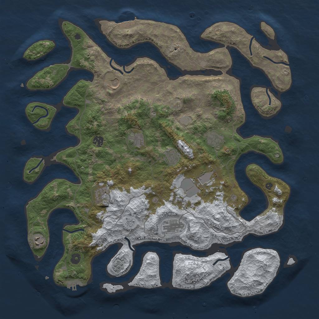 Rust Map: Procedural Map, Size: 4500, Seed: 2648709, 19 Monuments