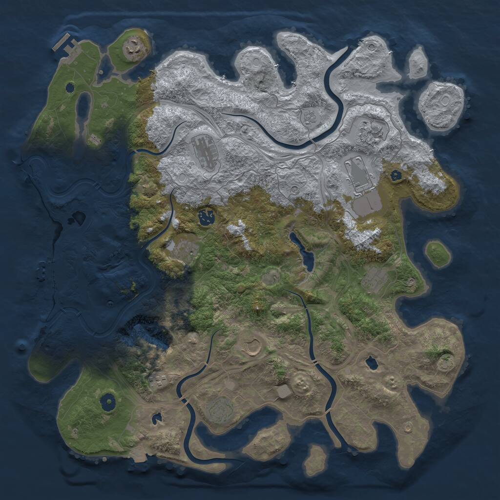 Rust Map: Procedural Map, Size: 4500, Seed: 5484450, 16 Monuments