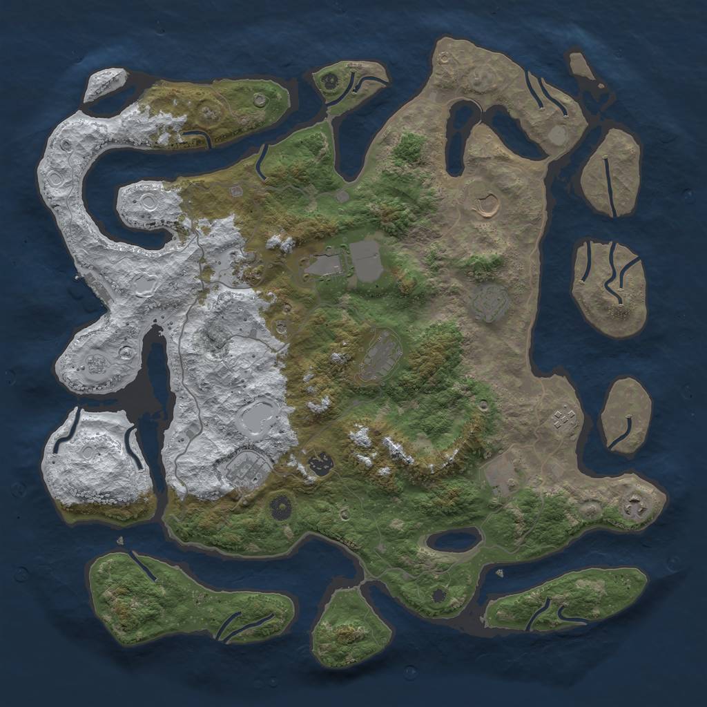 Rust Map: Procedural Map, Size: 4500, Seed: 2143688, 18 Monuments
