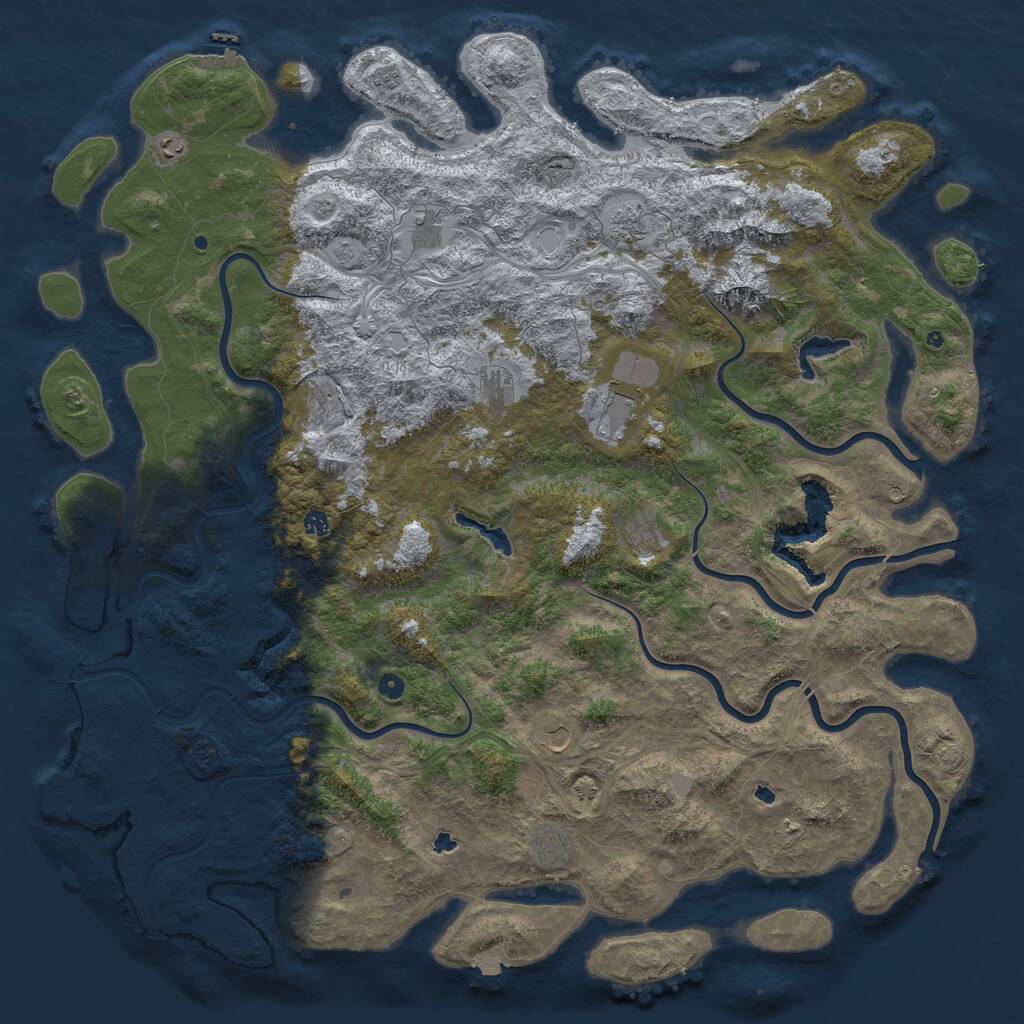 Rust Map: Procedural Map, Size: 6000, Seed: 67382, 17 Monuments