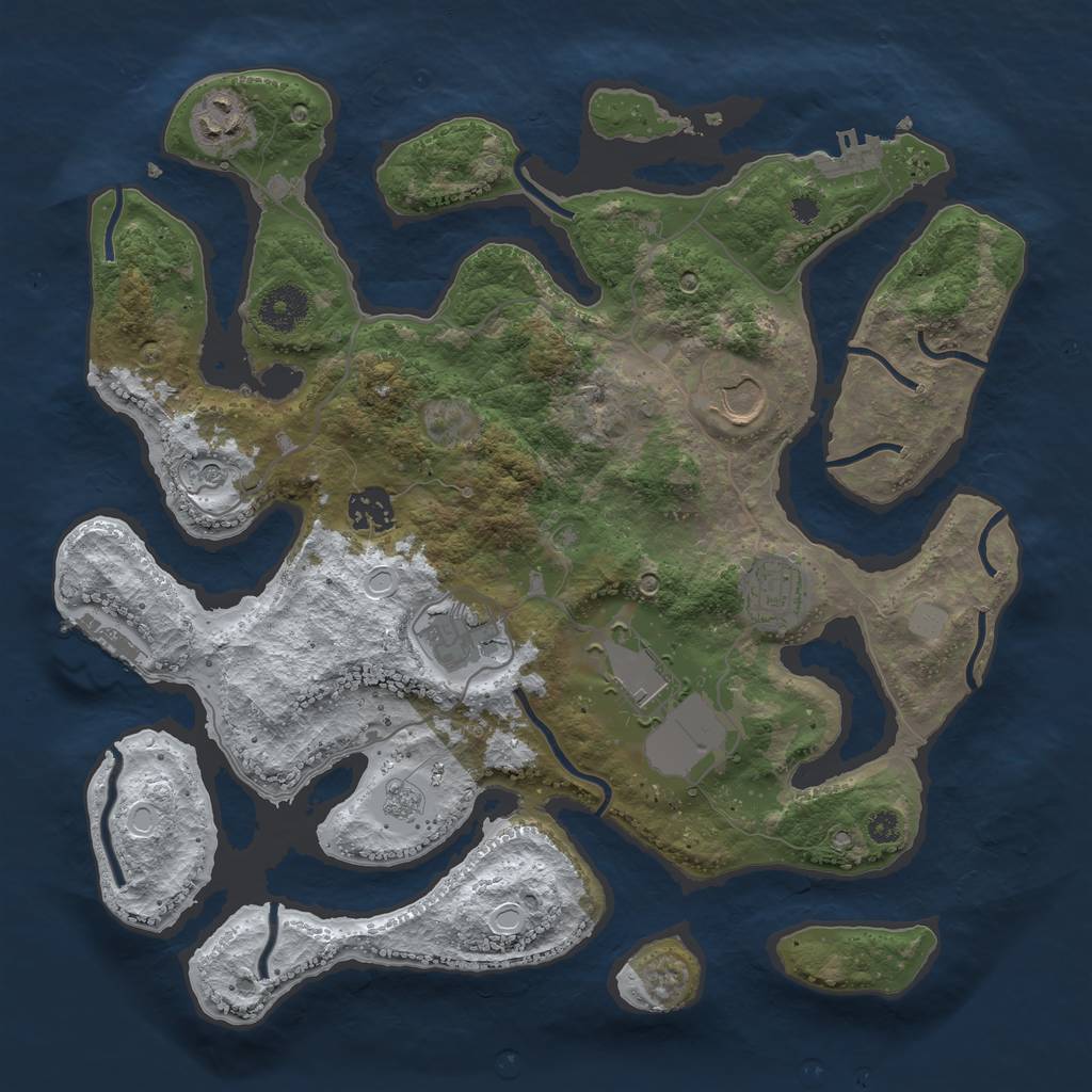 Rust Map: Procedural Map, Size: 3500, Seed: 1196628077, 15 Monuments