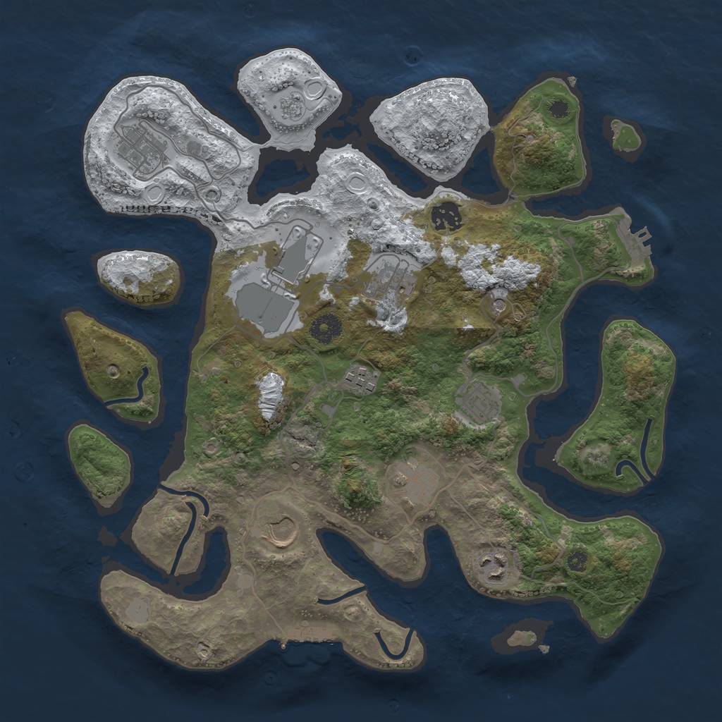 Rust Map: Procedural Map, Size: 3550, Seed: 239694, 18 Monuments