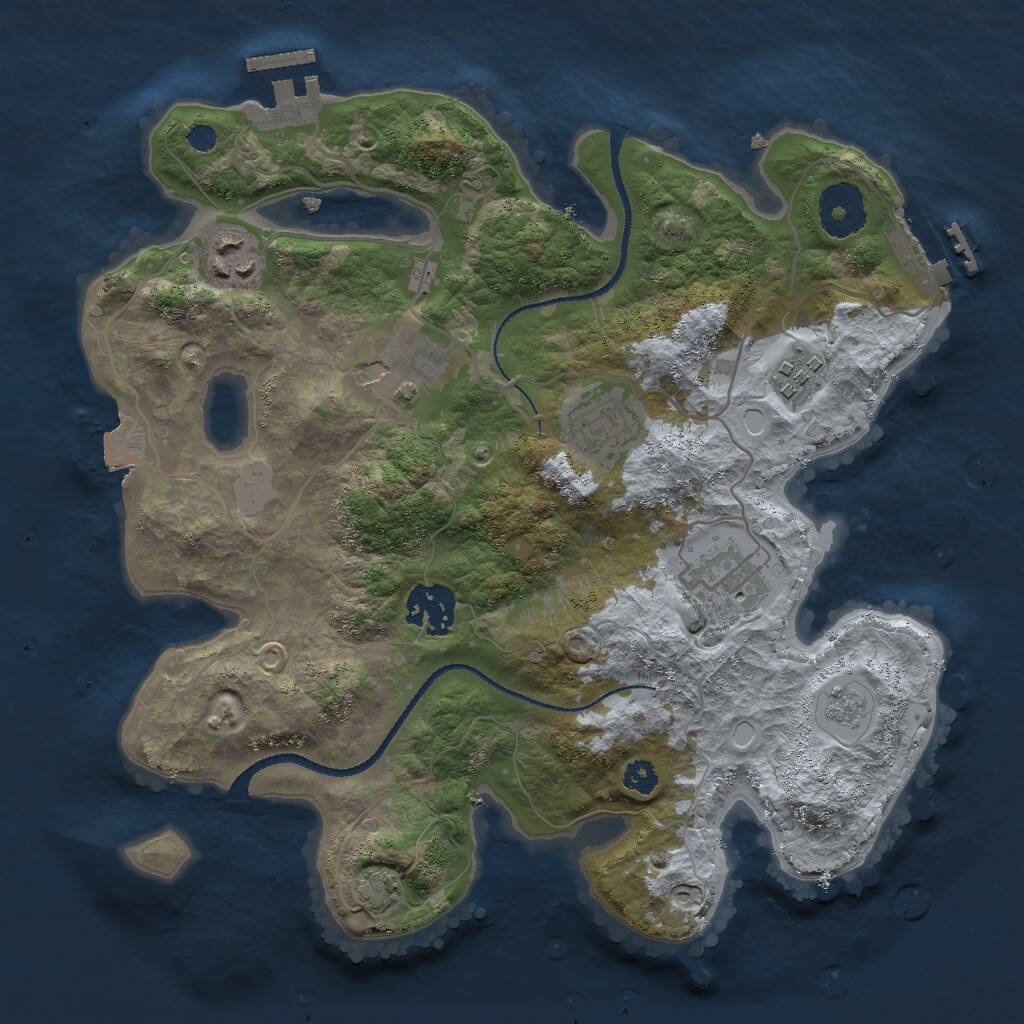 Rust Map: Procedural Map, Size: 3000, Seed: 37506, 11 Monuments