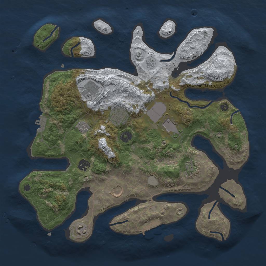 Rust Map: Procedural Map, Size: 3500, Seed: 49270, 16 Monuments