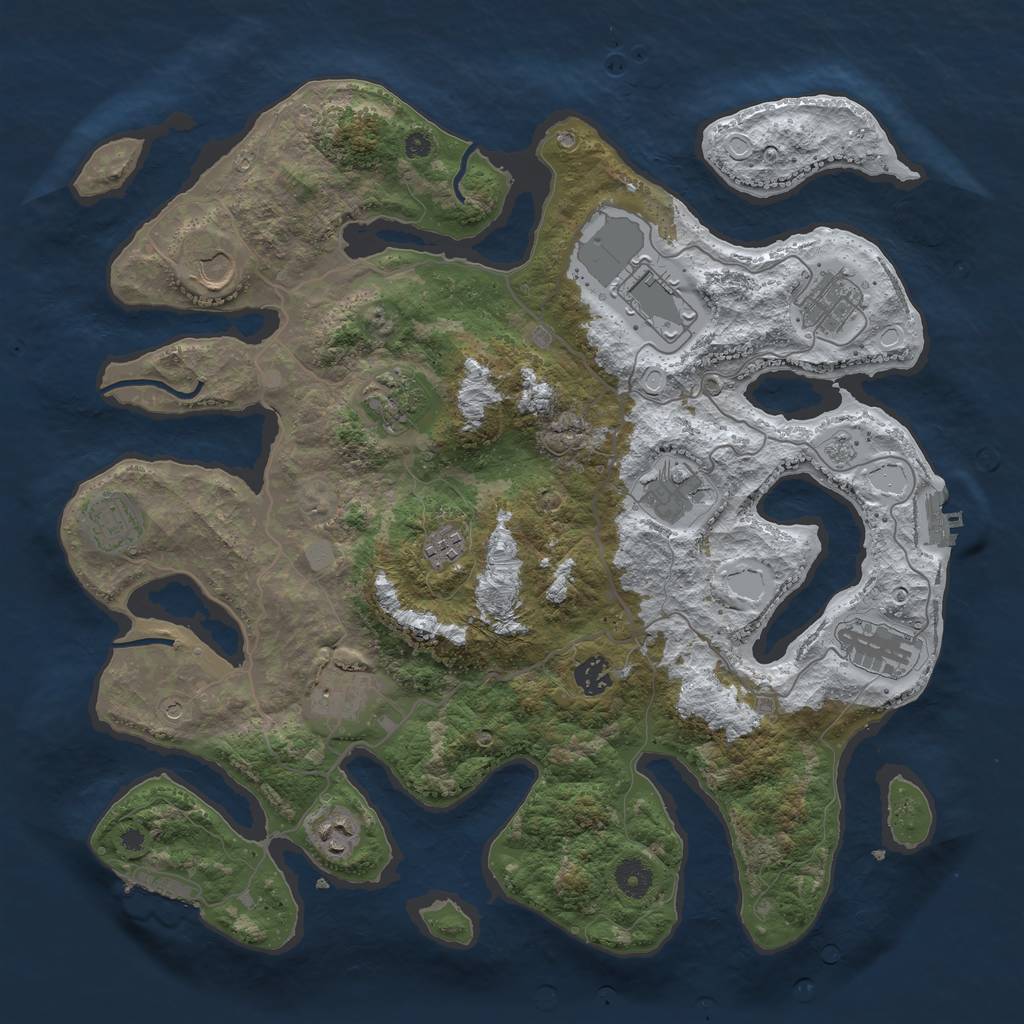 Rust Map: Procedural Map, Size: 4050, Seed: 1957551788, 20 Monuments