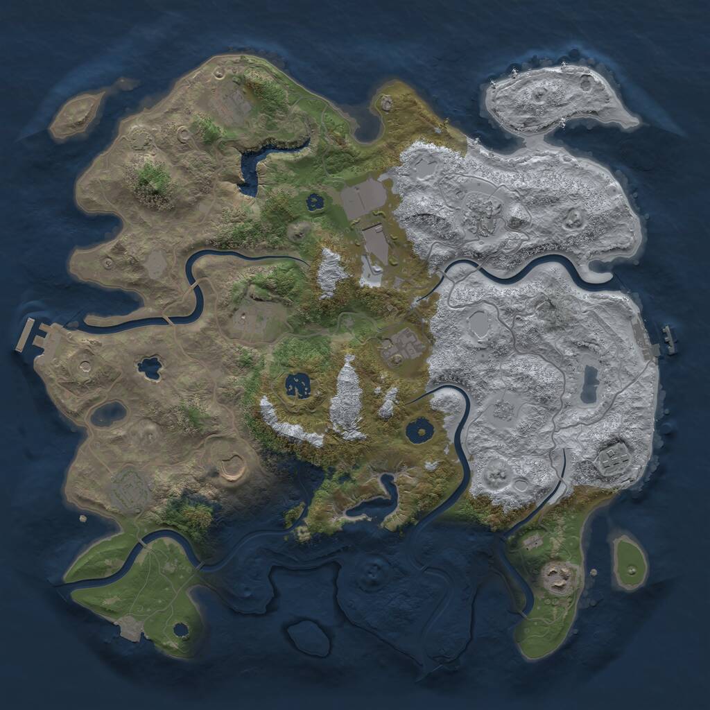 Rust Map: Procedural Map, Size: 4050, Seed: 1957551788, 16 Monuments
