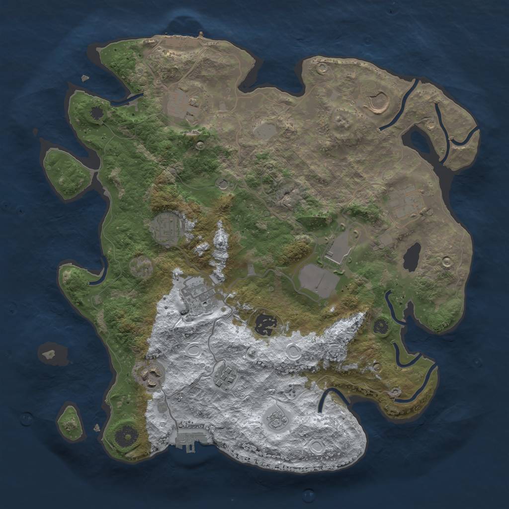 Rust Map: Procedural Map, Size: 3500, Seed: 2003692, 18 Monuments