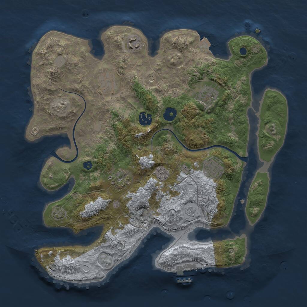 Rust Map: Procedural Map, Size: 3400, Seed: 3873, 12 Monuments