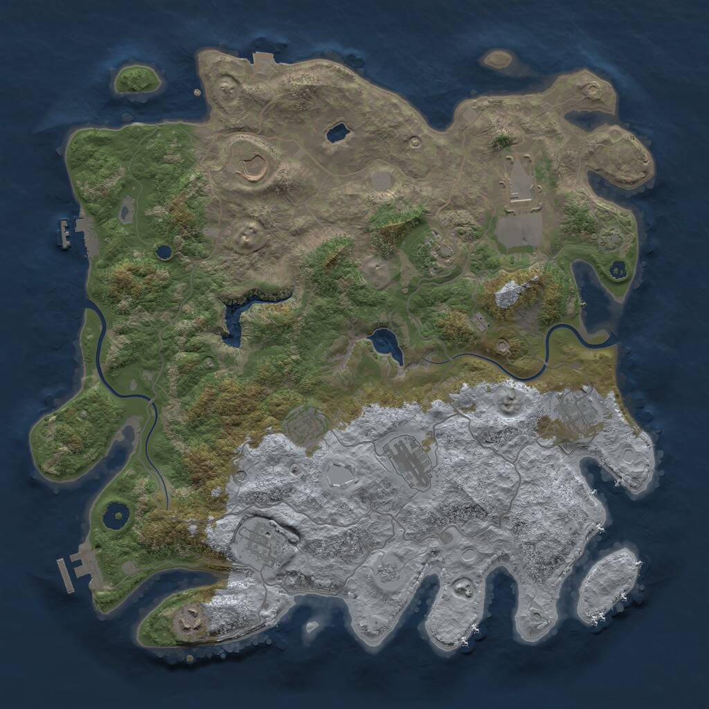 Rust Map: Procedural Map, Size: 4000, Seed: 123456243, 14 Monuments