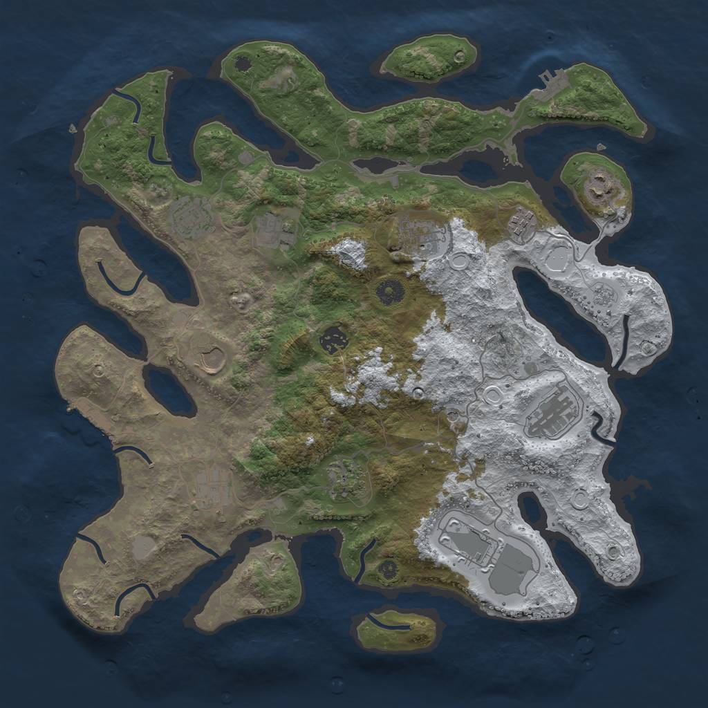 Rust Map: Procedural Map, Size: 3950, Seed: 1817684914, 20 Monuments