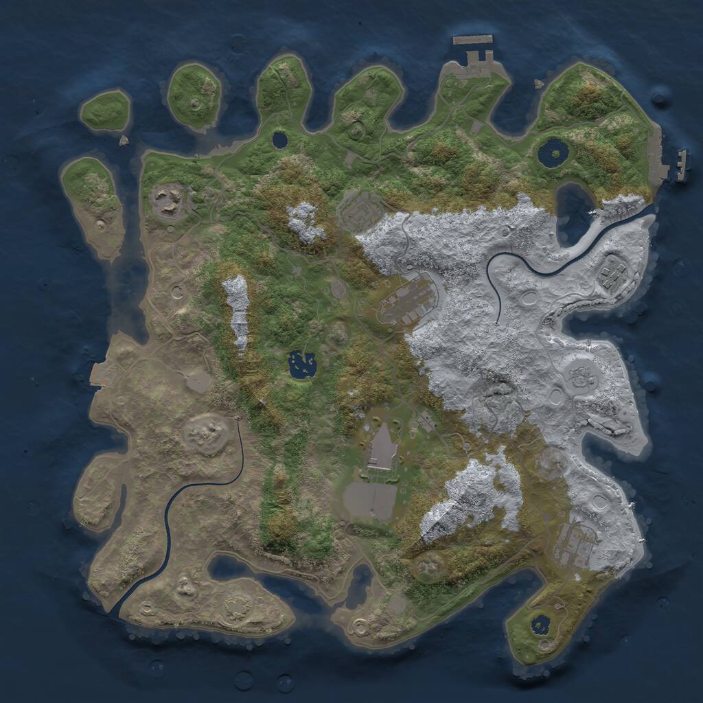 Rust Map: Procedural Map, Size: 3600, Seed: 3466, 13 Monuments