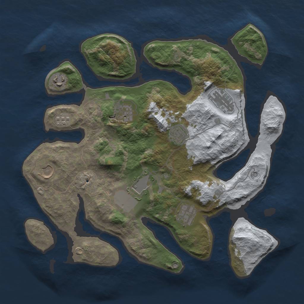 Rust Map: Barren, Size: 3500, Seed: 1709819214, 11 Monuments