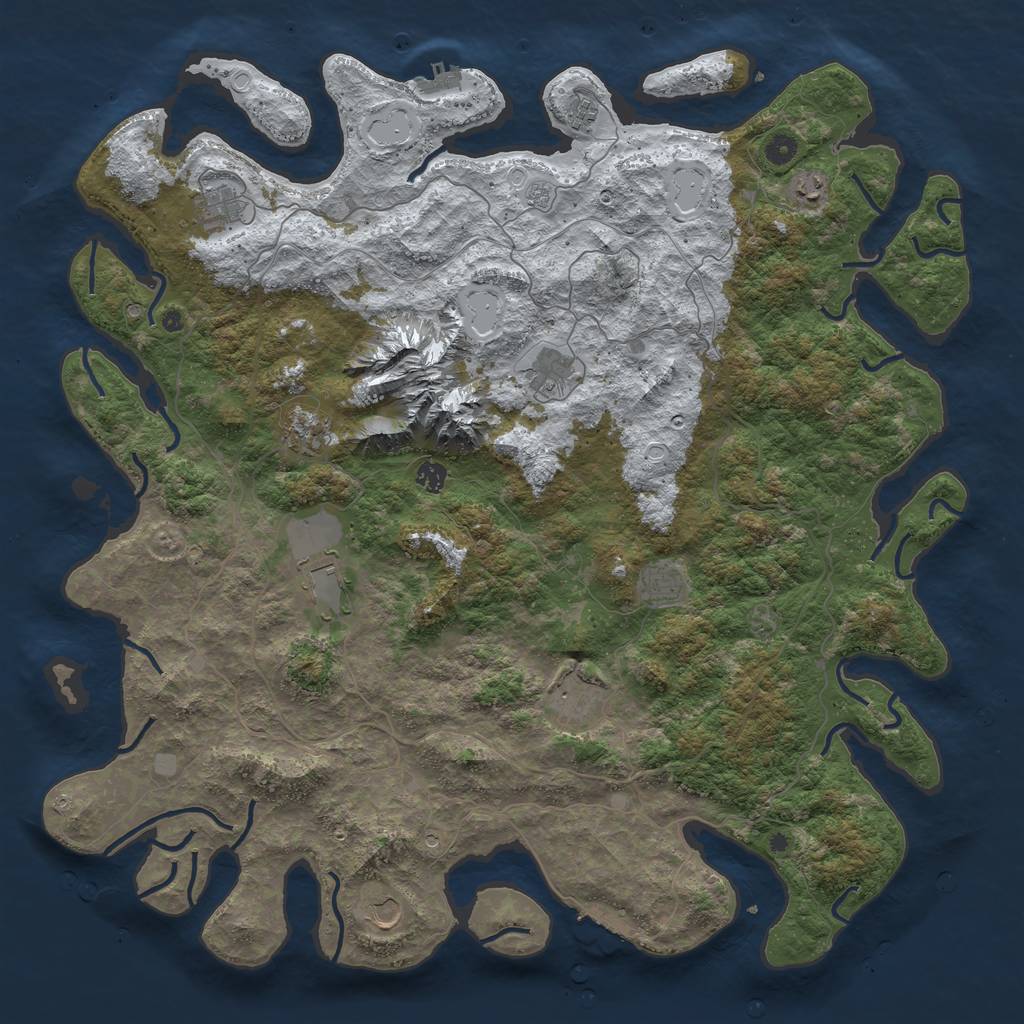 Rust Map: Procedural Map, Size: 5000, Seed: 673265434, 19 Monuments