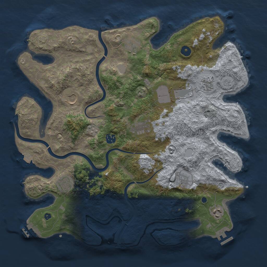 Rust Map: Procedural Map, Size: 3950, Seed: 1818551891, 16 Monuments