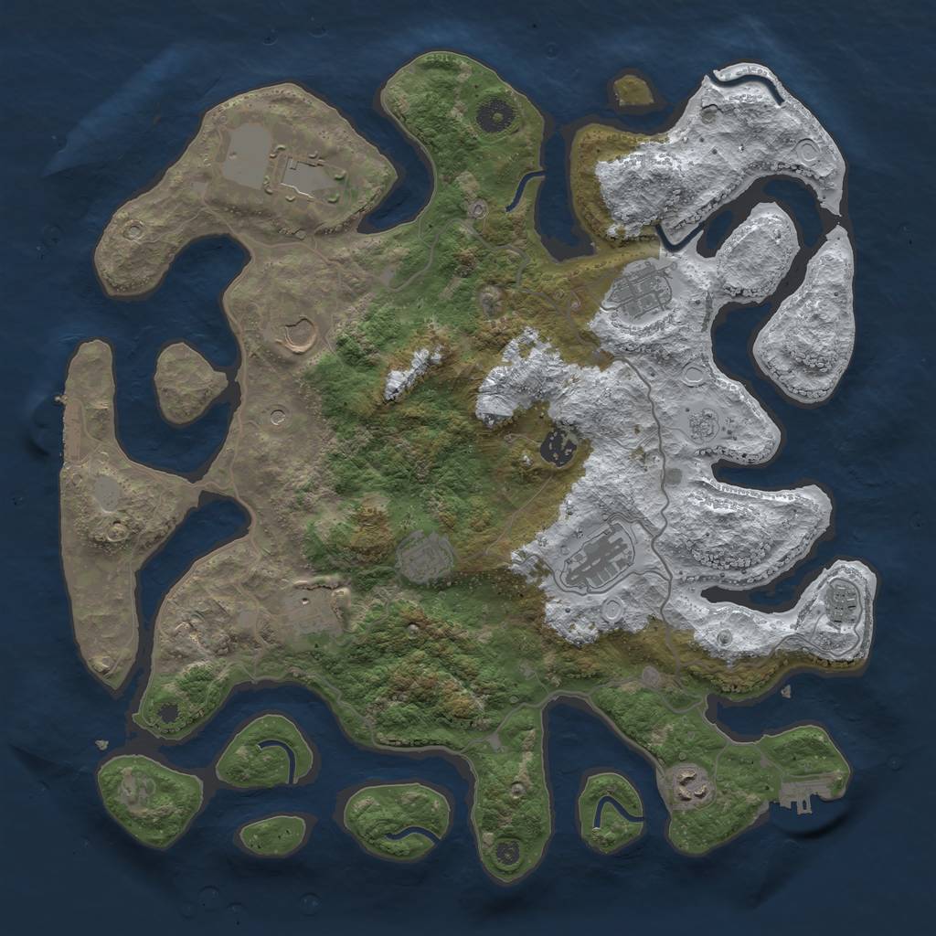 Rust Map: Procedural Map, Size: 4000, Seed: 930903456, 18 Monuments