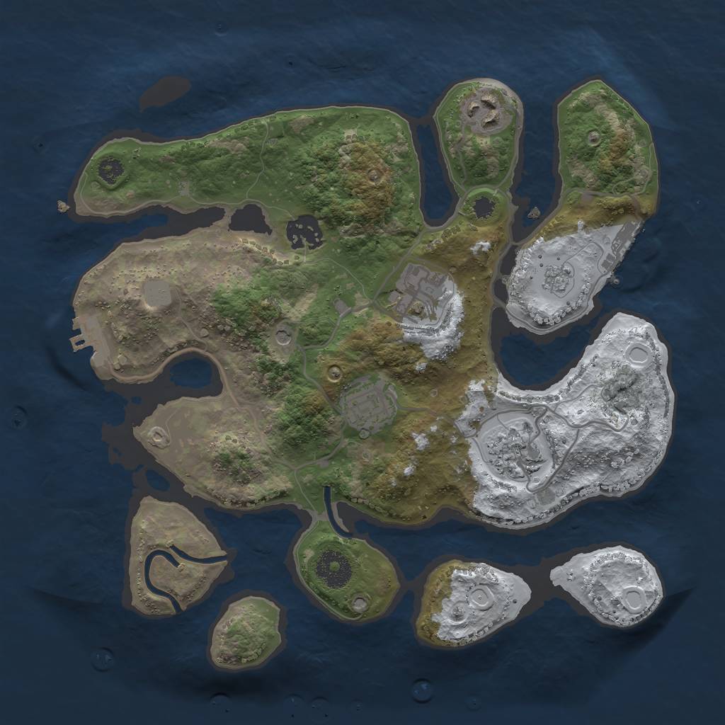Rust Map: Procedural Map, Size: 3000, Seed: 1223666433, 14 Monuments