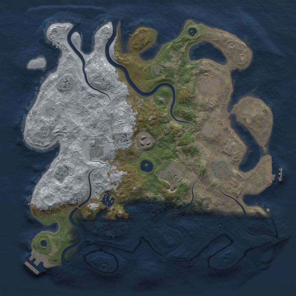 Rust Map: Procedural Map, Size: 3550, Seed: 562303, 13 Monuments
