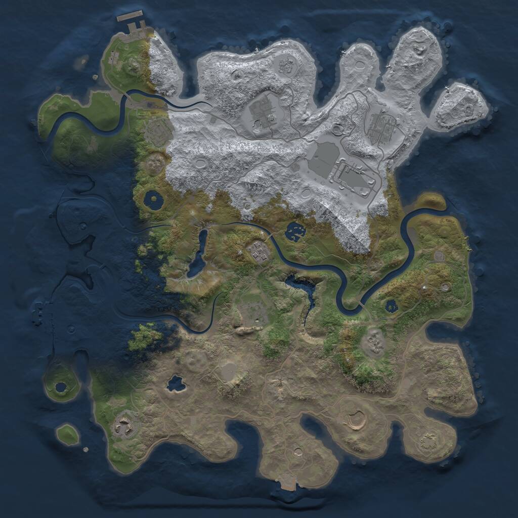 Rust Map: Procedural Map, Size: 4000, Seed: 304636214, 15 Monuments
