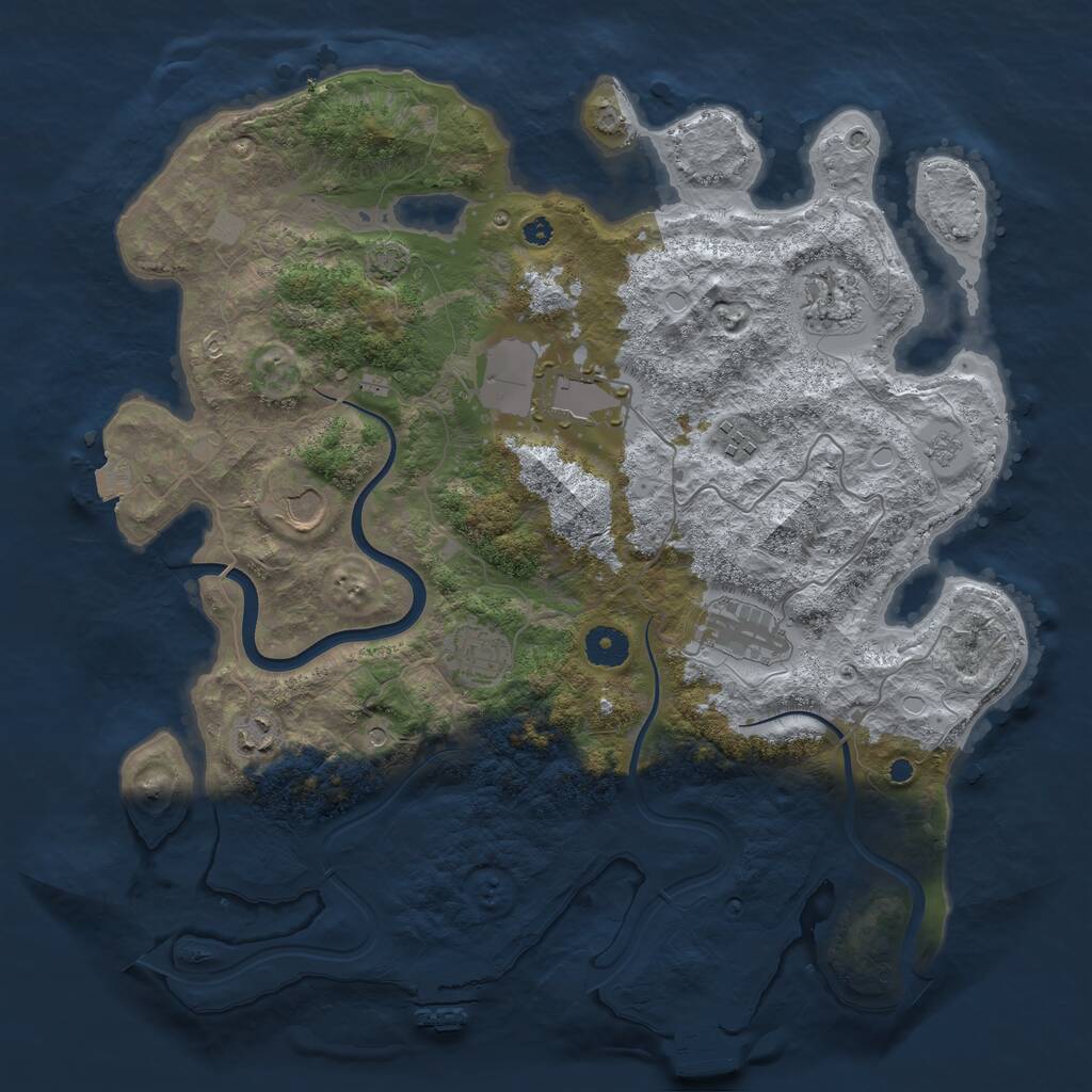 Rust Map: Procedural Map, Size: 3850, Seed: 654980297, 13 Monuments