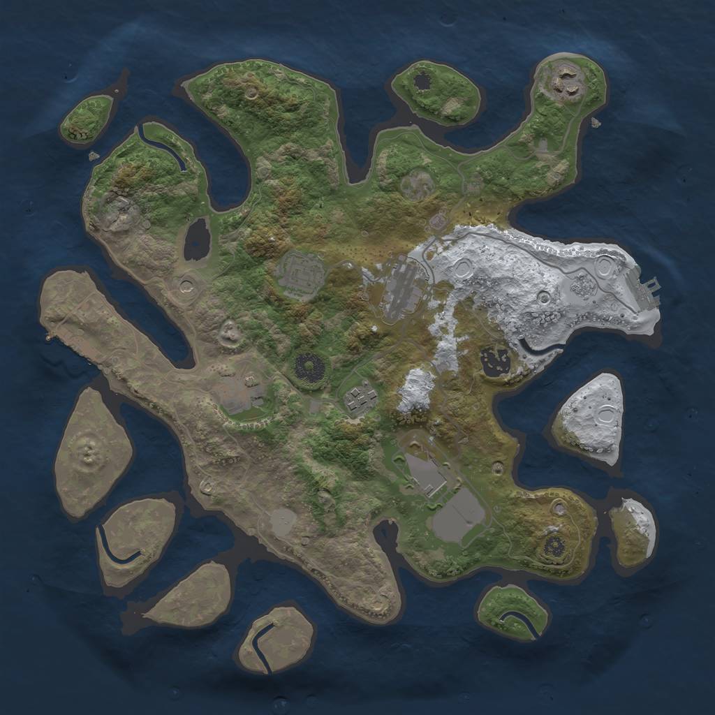 Rust Map: Procedural Map, Size: 3500, Seed: 910131, 16 Monuments