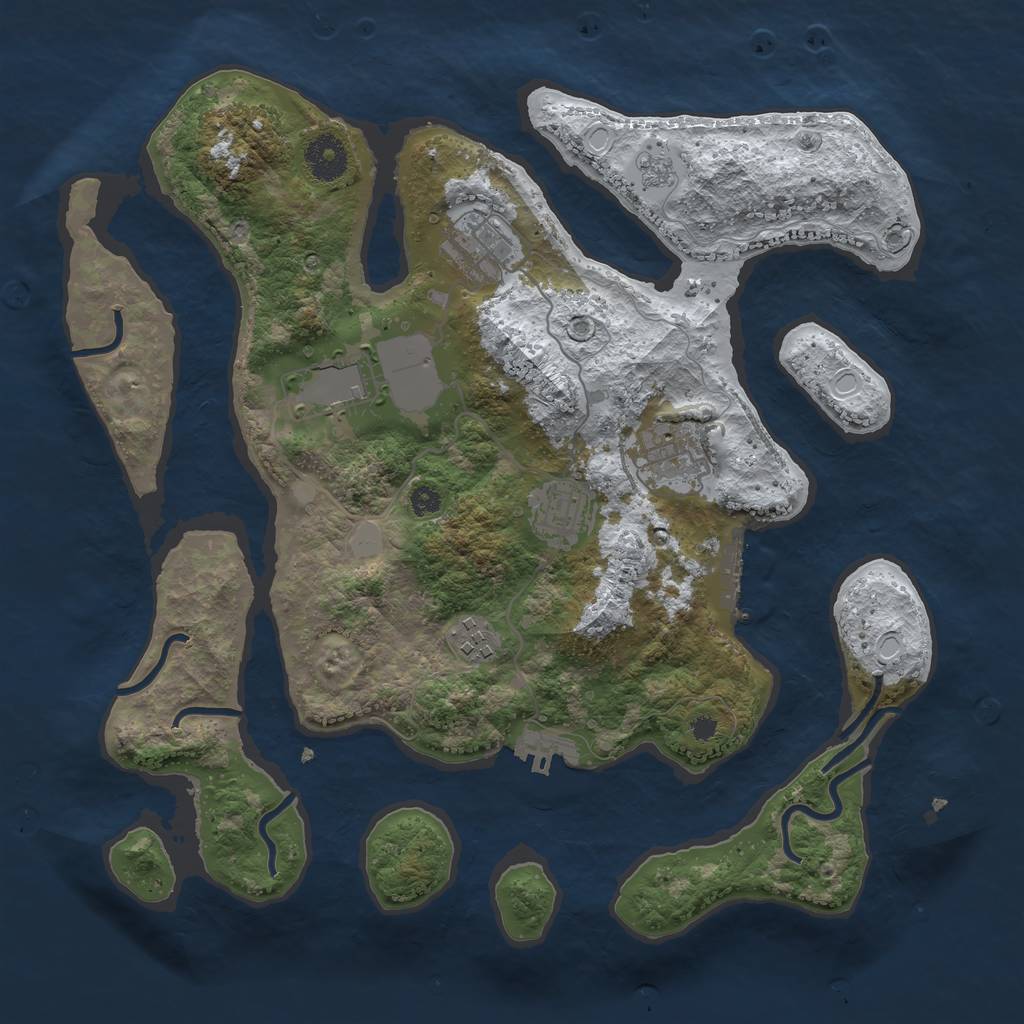 Rust Map: Procedural Map, Size: 3500, Seed: 1391836994, 13 Monuments