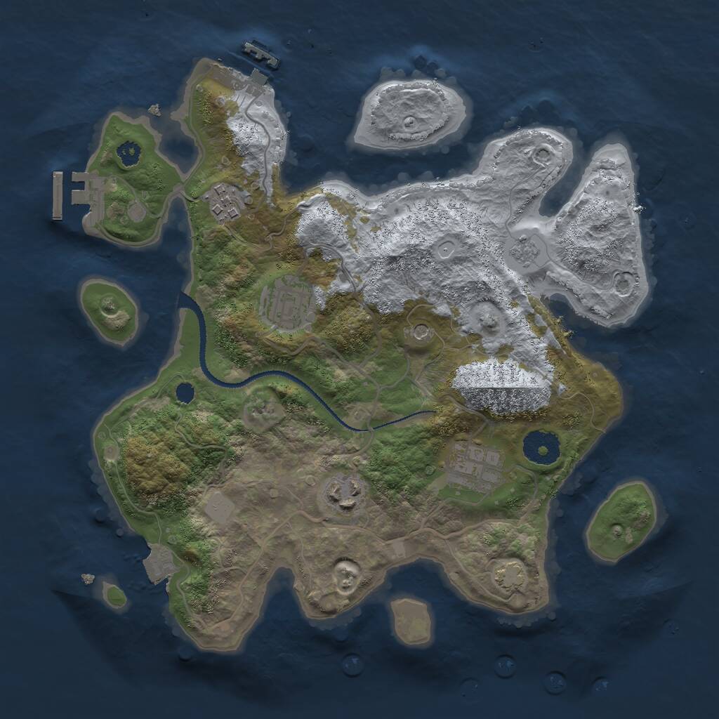 Rust Map: Procedural Map, Size: 3000, Seed: 762535590, 10 Monuments