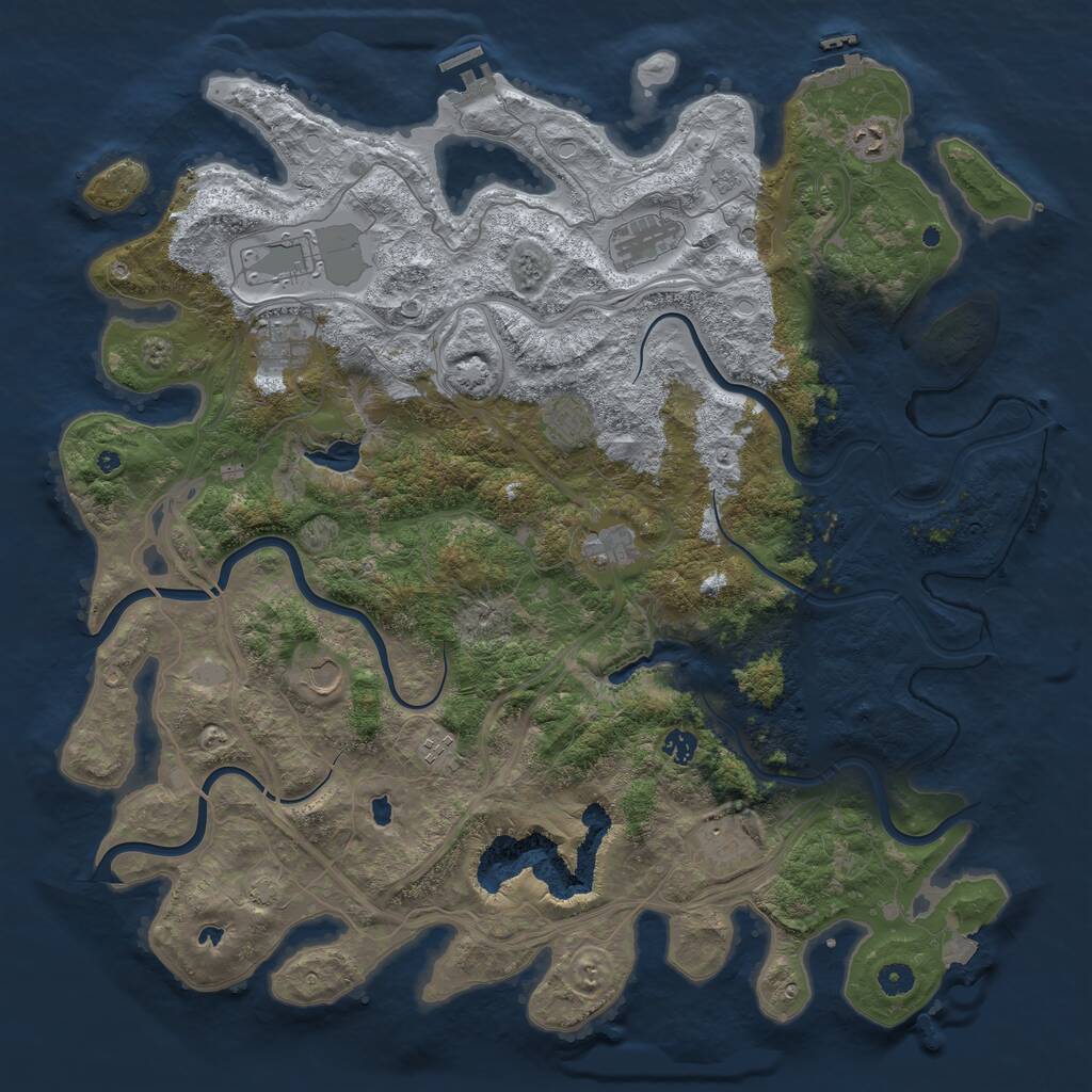 Rust Map: Procedural Map, Size: 4800, Seed: 1686, 16 Monuments