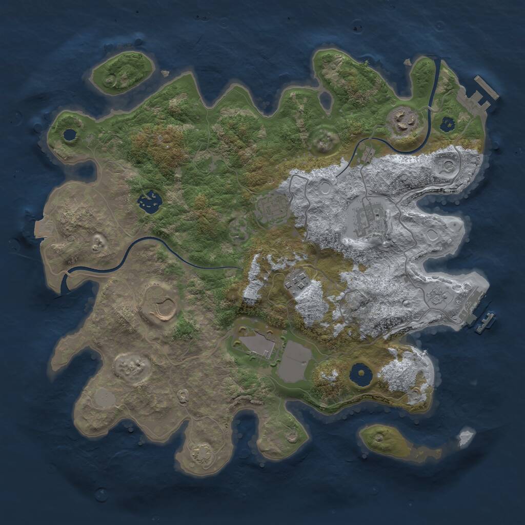 Rust Map: Procedural Map, Size: 3500, Seed: 711883653, 13 Monuments